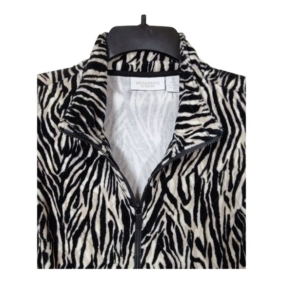 Weekends by Chico's Sleeveless Zebra Print Zippered Vest Blouse Size 1 Sm - Picture 3 of 7